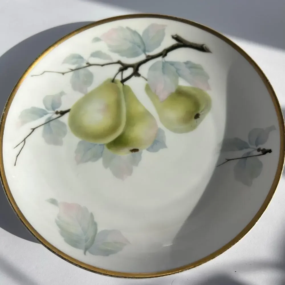 Rosenthal Bavaria Fruit Plates Apple Pear Gold Gilt Germany